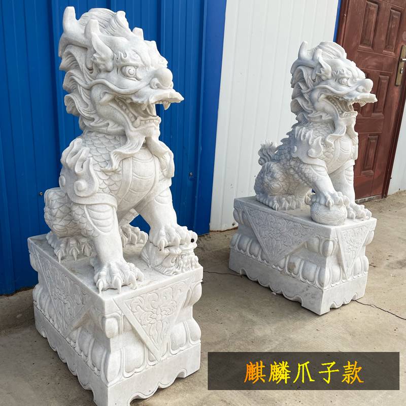遼寧盤錦 晚霞紅石雕動物 石雕麒麟一對 河北石雕動物廠家