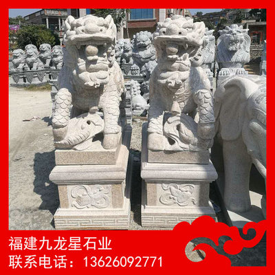 麒麟石雕加工廠 門口麒麟雕塑 石制品加工